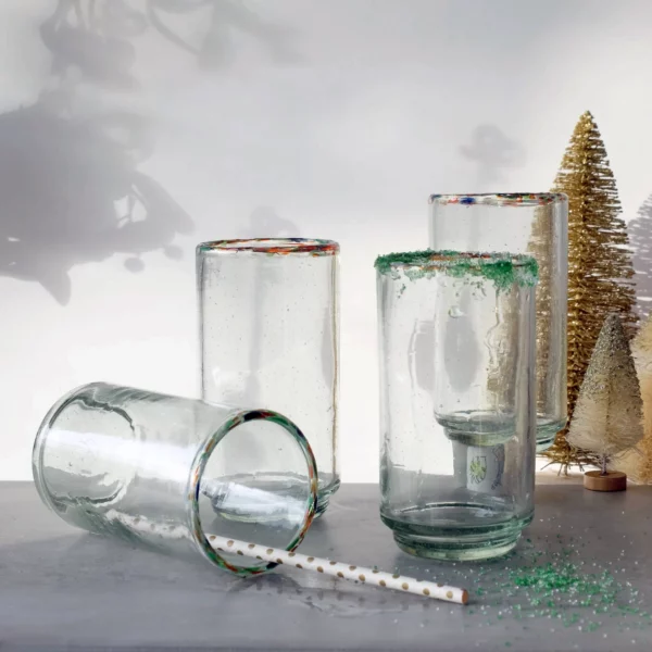 Multi-Rim Stackable Artisan Glassware: Colorful Elegance for Every Pour - Image 3